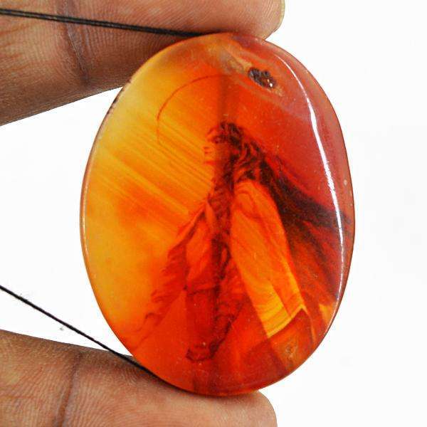 gemsmore:Amazing Natural Red & Yellow Printed Onyx Oval Shape Drilled Gemstone