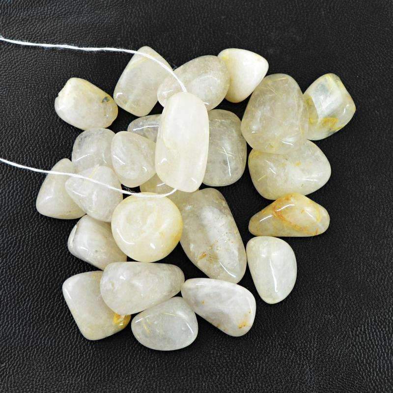 gemsmore:Amazing Natural Rutile Quartz Beads Lot - Untreated Drilled