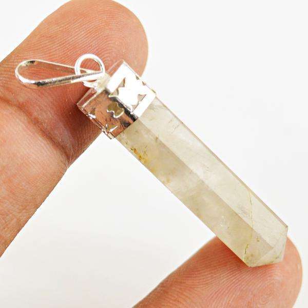 gemsmore:Amazing Natural Rutile Quartz Healing Point Pendant