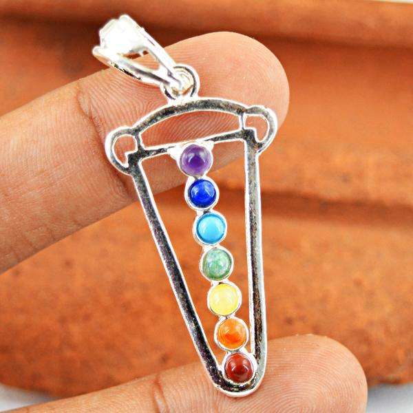gemsmore:Amazing Natural Seven Chakra Healing Pendant