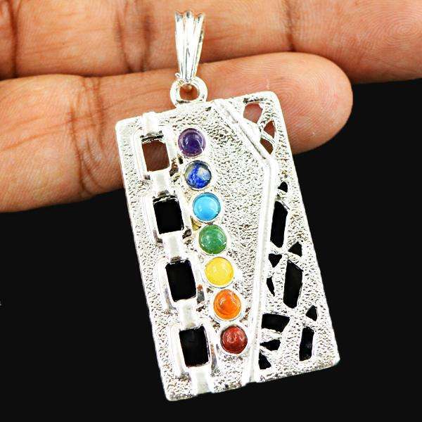gemsmore:Amazing Natural Seven Chakra Healing Pendant