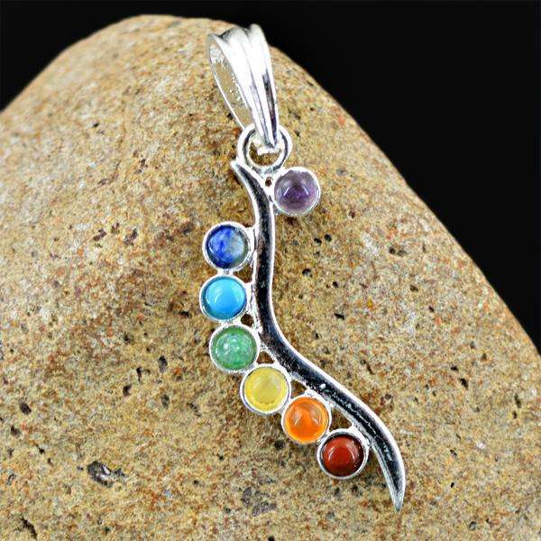 gemsmore:Amazing Natural Seven Chakra Healing Pendant