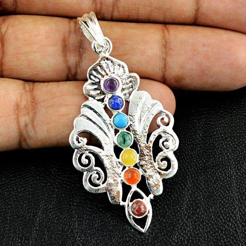 gemsmore:Amazing Natural Seven Chakra Healing Pendant