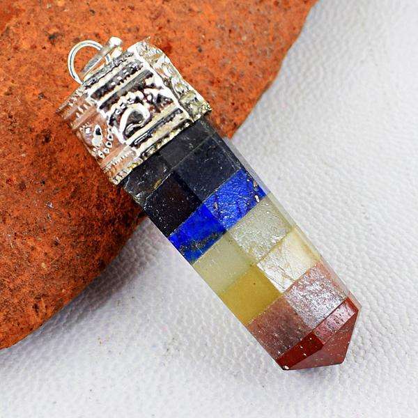 gemsmore:Amazing Natural Seven Chakra Healing Point Pendant