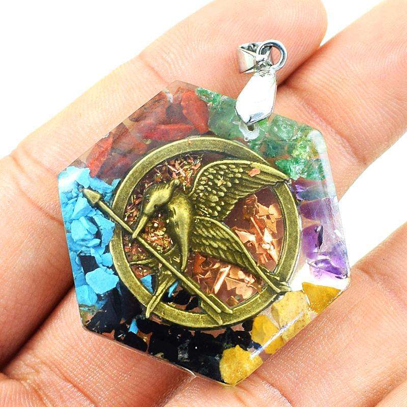 gemsmore:Amazing Natural Seven Chakra Orgone Pendant