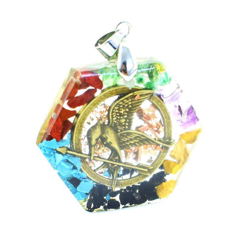 gemsmore:Amazing Natural Seven Chakra Orgone Pendant