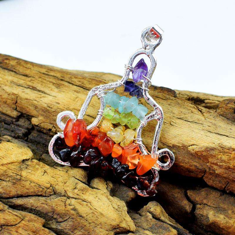 gemsmore:Amazing Natural Seven Chakra Yoga Healing Pendant