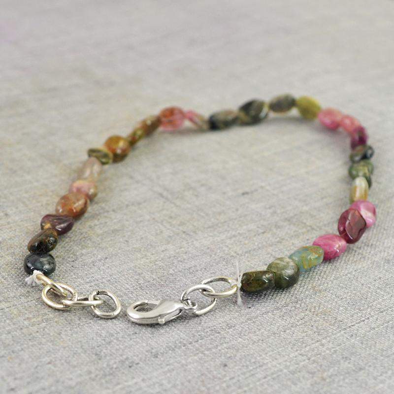 gemsmore:Amazing Natural Watermelon Tourmaline Bracelet Oval Shape Beads