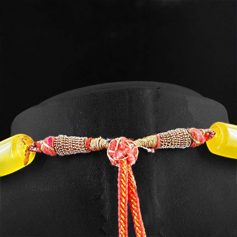 gemsmore:Amazing Natural Yellow Onyx Necklace Untreated Beads