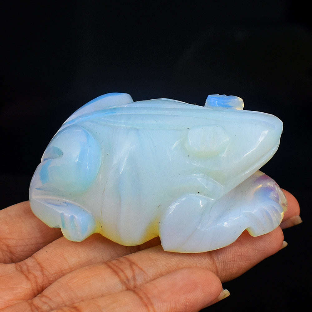 gemsmore:Amazing Opalite Hand Carved Genuine Crystal Gemstone Carving Frog