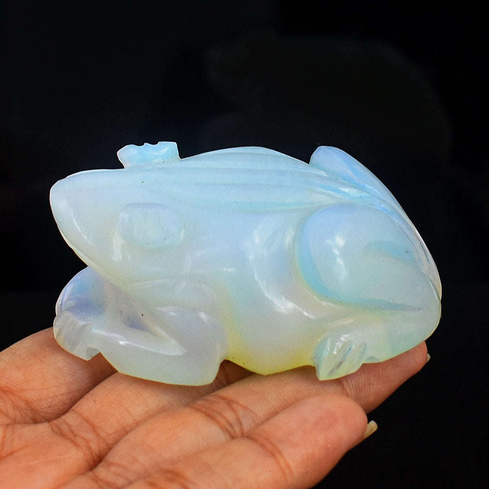 gemsmore:Amazing Opalite Hand Carved Genuine Crystal Gemstone Carving Frog