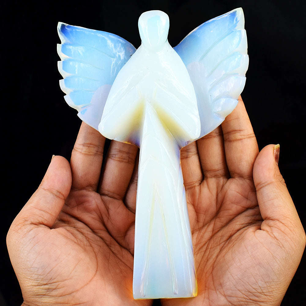 gemsmore:Amazing Opalite Hand Carved Healing Praying Angel