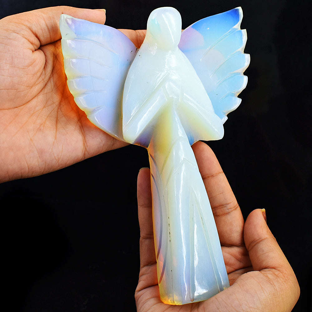 gemsmore:Amazing Opalite Hand Carved Healing Praying Angel