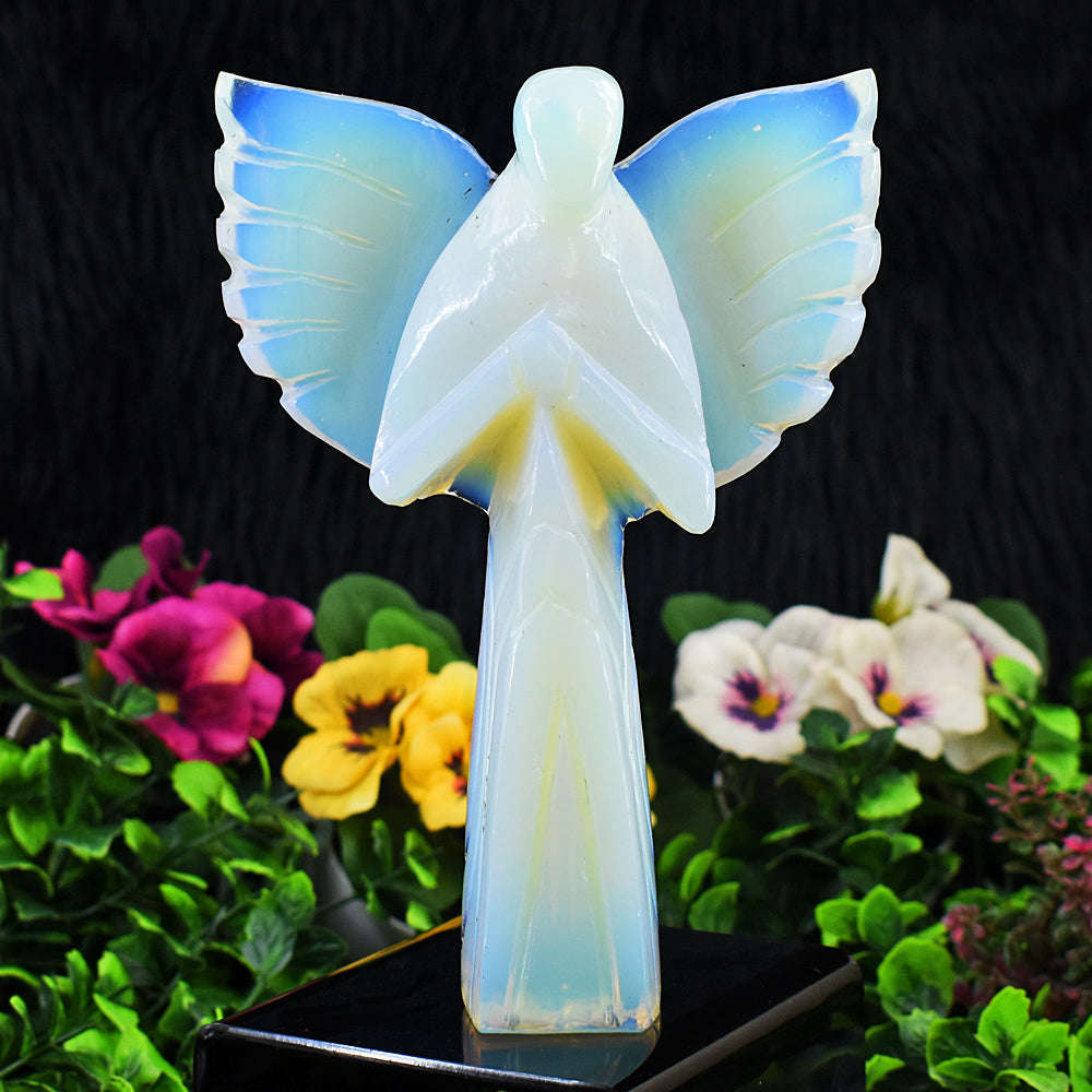 gemsmore:Amazing Opalite Hand Carved Healing Praying Angel