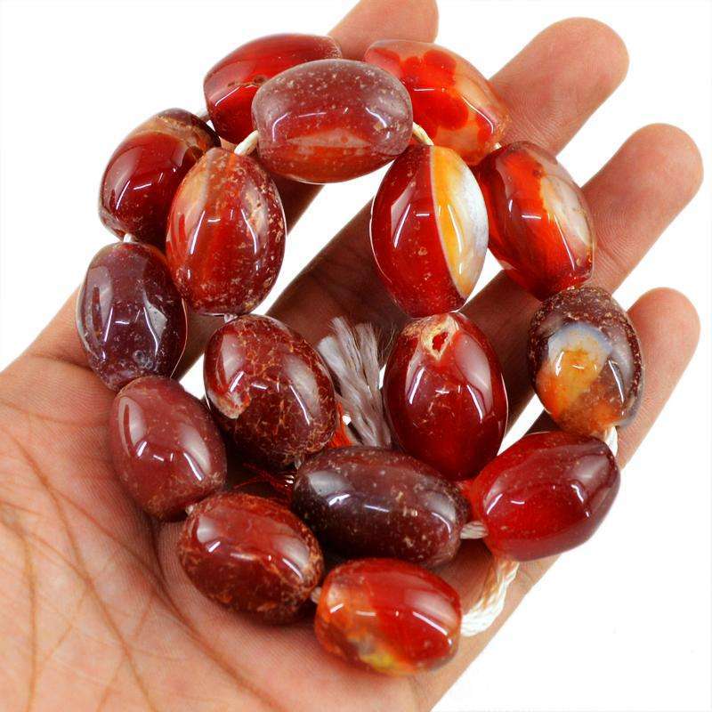 gemsmore:Amazing Orange Onyx Drilled Beads Strand - Natural Untreated