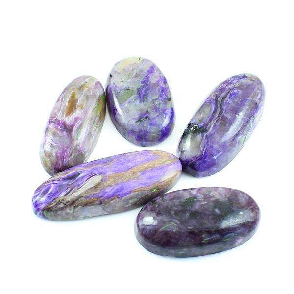 gemsmore:Amazing Oval Shape Charoite Untreated Loose Gemstone Lot