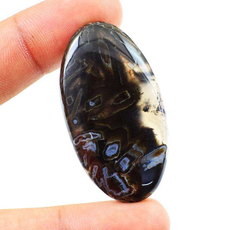 gemsmore:Amazing Oval Shape Flower Agate Untreated Loose Gemstone