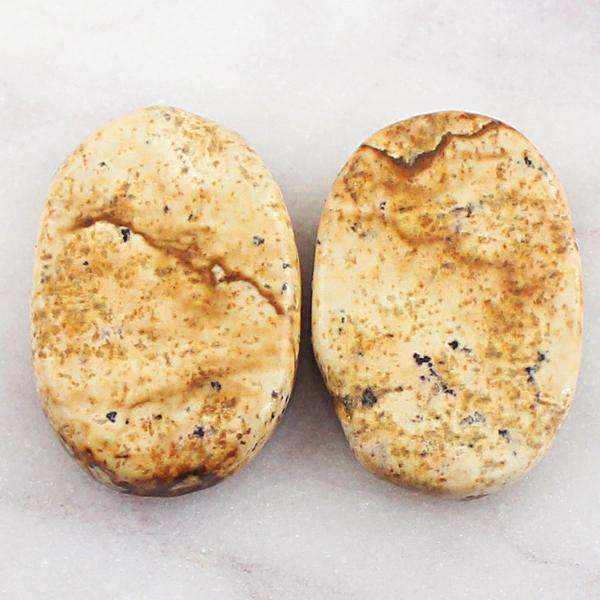 gemsmore:Amazing Oval Shape Picture Jasper Untreated Loose Gemstone Pair