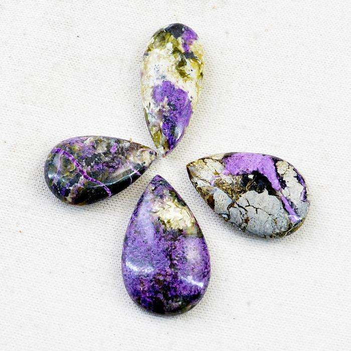 gemsmore:Amazing Pear Shape Charoite Untreated Loose Gemstone Lot