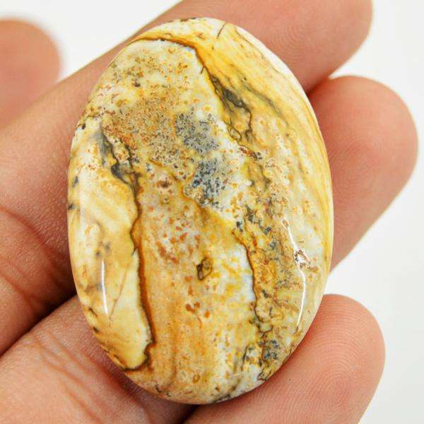 gemsmore:Amazing Picture Jasper Oval Shape Untreated Loose Gemstone
