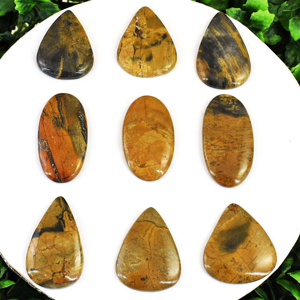 gemsmore:Amazing Pietresite Jasper Untreated Gemstone Cabochon Lot