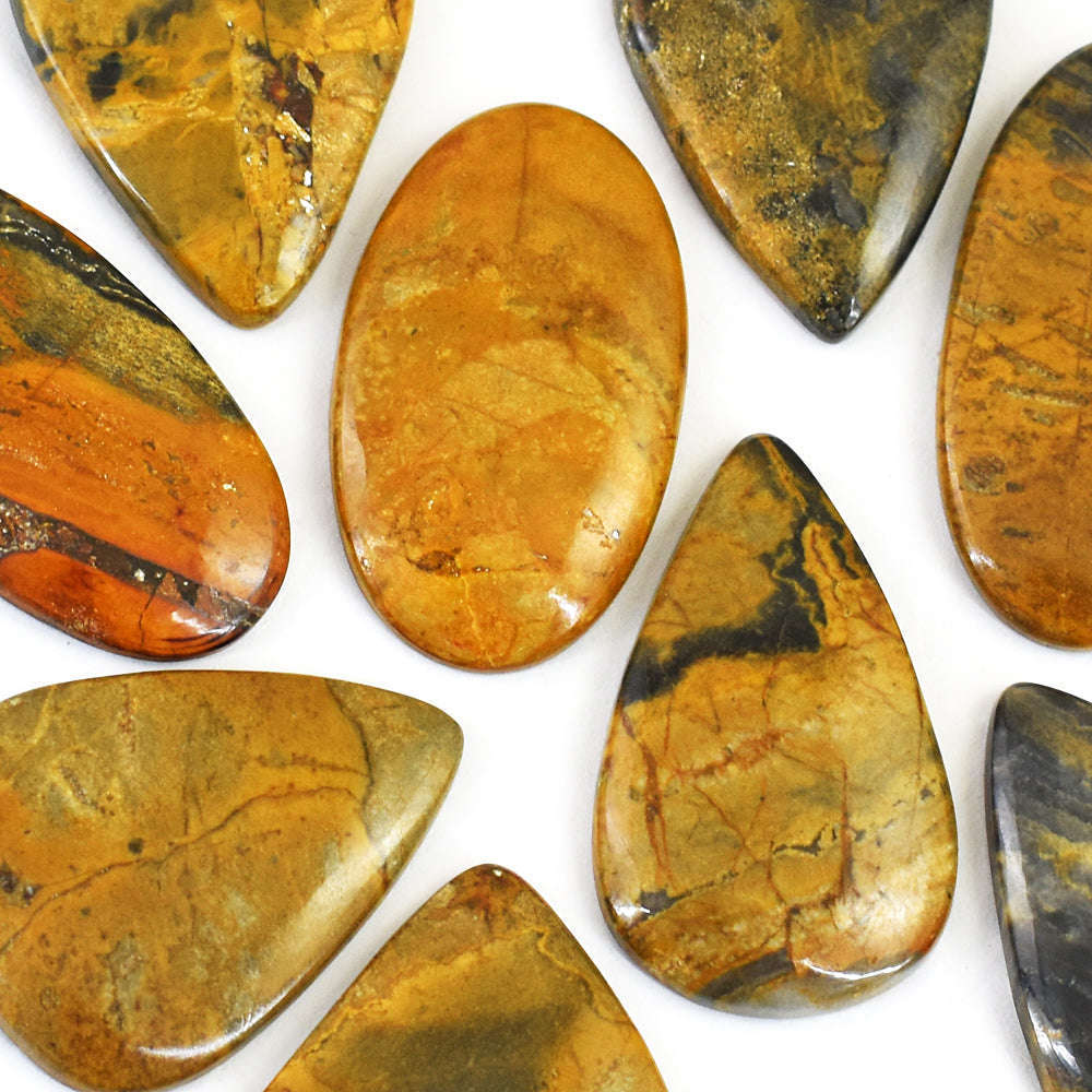 gemsmore:Amazing Pietresite Jasper Untreated Gemstone Cabochon Lot