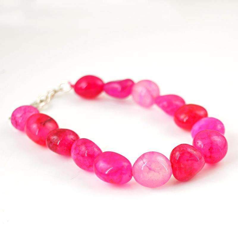 gemsmore:Amazing Pink Onyx Bracelet Natural Untreated Beads