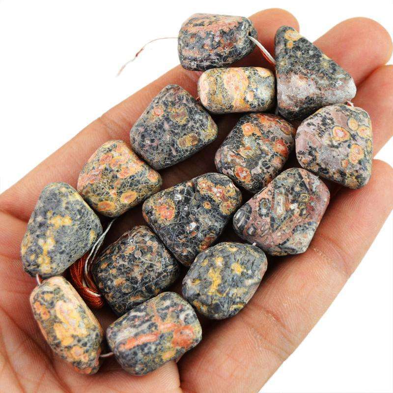 gemsmore:Amazing Poppy Jasper Beads Strand Natural Drilled