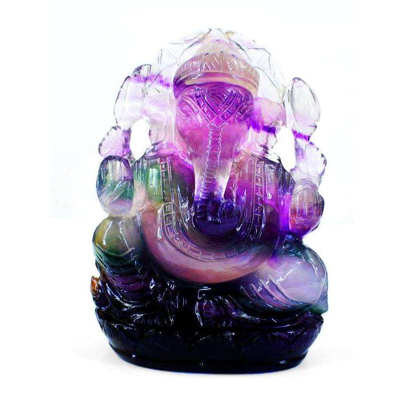 gemsmore:Amazing Premium Colors Hand Carved Fluorite Lord Ganesha