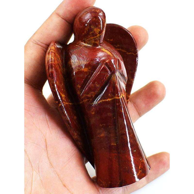 gemsmore:Amazing Red Jasper Carved Reiki Healing Angel