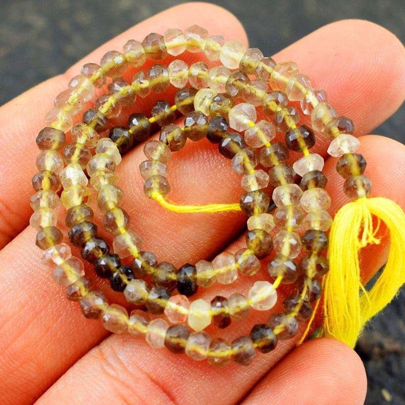 gemsmore:Amazing Round Shape Smoky Quartz Faceted Beads Drilled Strand