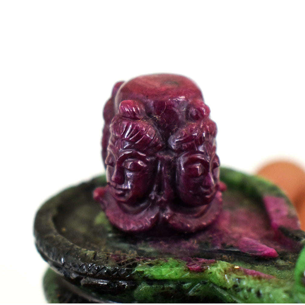 gemsmore:Amazing Ruby Zoisite Hand Carved Genuine Crystal Gemstone Carving Shivaling