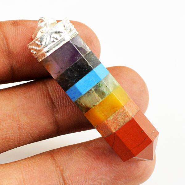 gemsmore:Amazing Seven Chakra Healing Point Pendant
