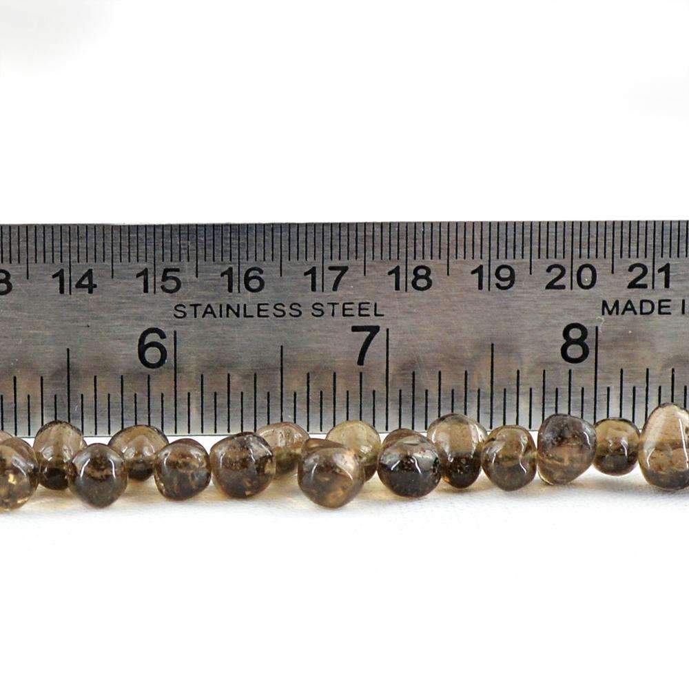 gemsmore:Amazing Smoky Quartz Beads Strand - Natural Untreated Drilled