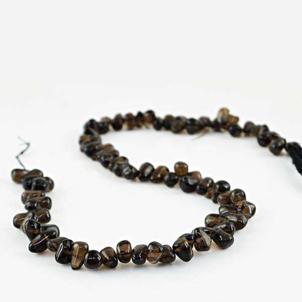 gemsmore:Amazing Smoky Quartz Drilled Tear Drop Beads Strand