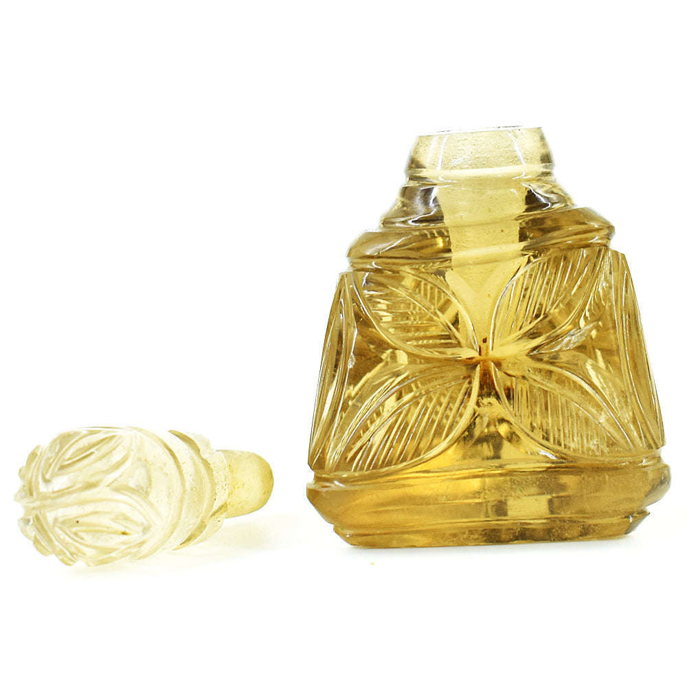 gemsmore:Amazing Smoky Quartz  Hand Carved Genuine Crystal Gemstone Carving Perfume Bottle