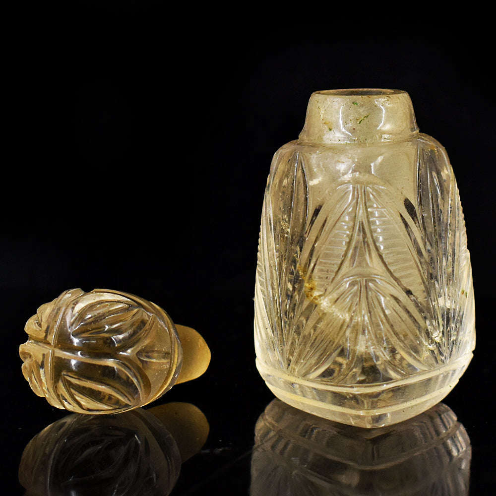 gemsmore:Amazing Smoky Quartz  Hand Carved Genuine Crystal Gemstone Carving Perfume Bottle
