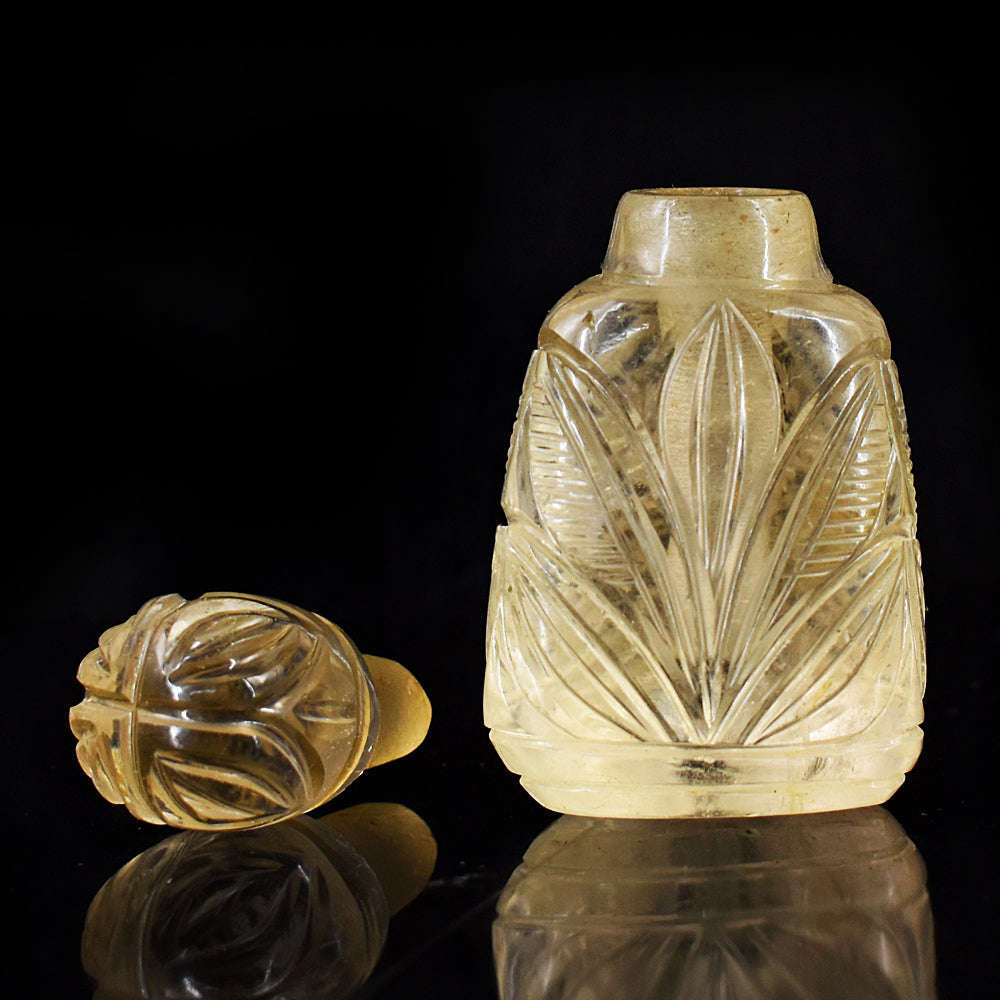gemsmore:Amazing Smoky Quartz  Hand Carved Genuine Crystal Gemstone Carving Perfume Bottle