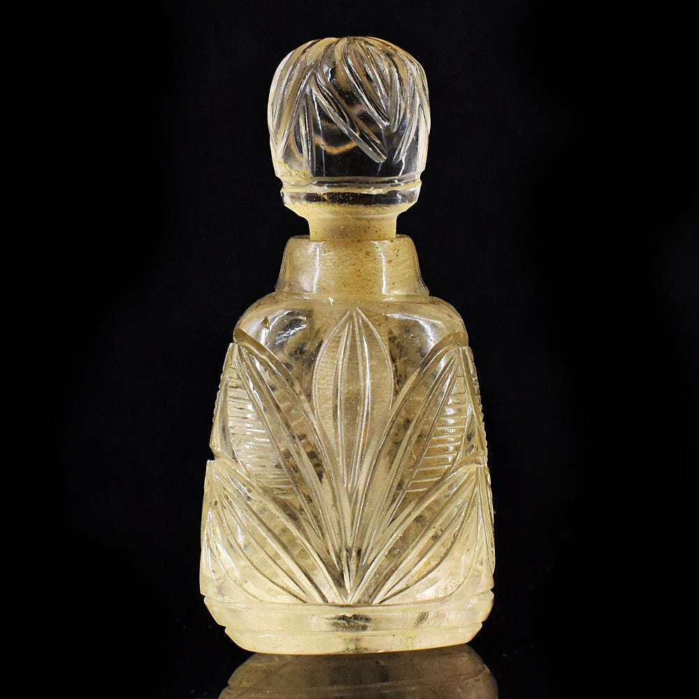 gemsmore:Amazing Smoky Quartz  Hand Carved Genuine Crystal Gemstone Carving Perfume Bottle