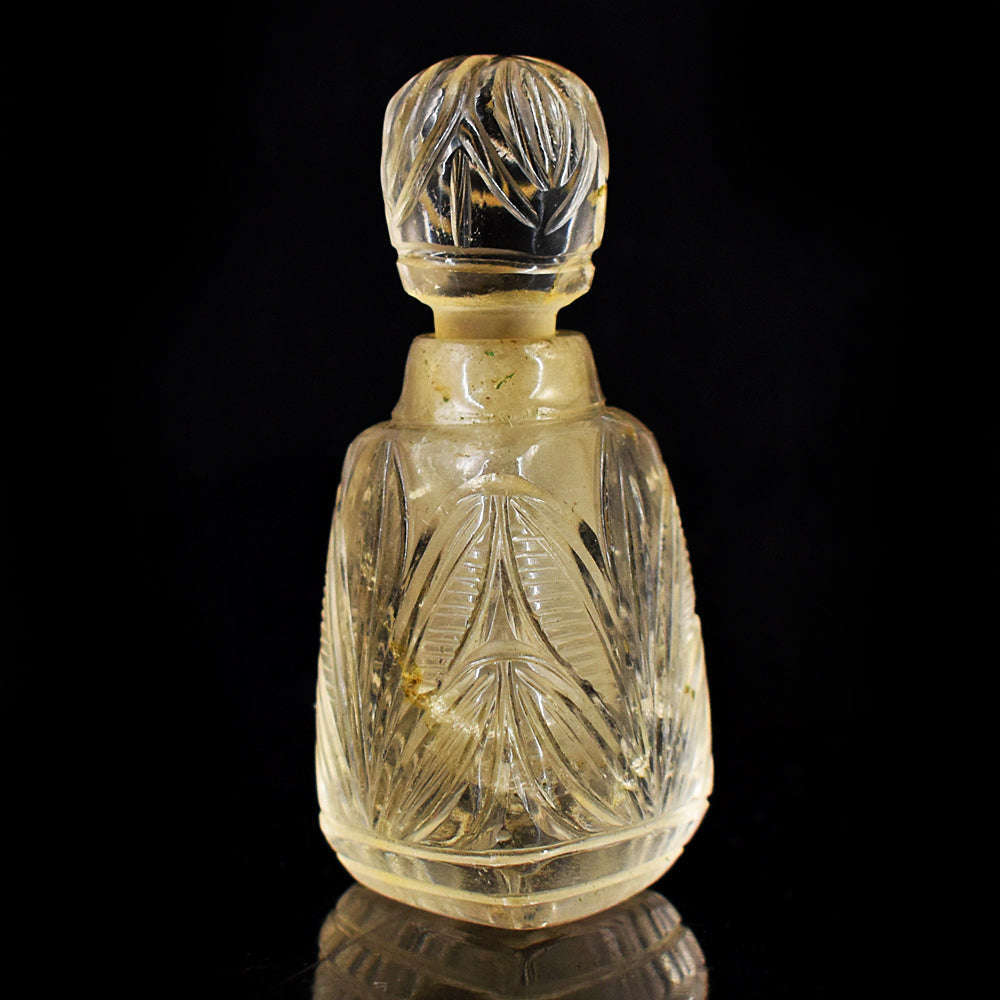 gemsmore:Amazing Smoky Quartz  Hand Carved Genuine Crystal Gemstone Carving Perfume Bottle