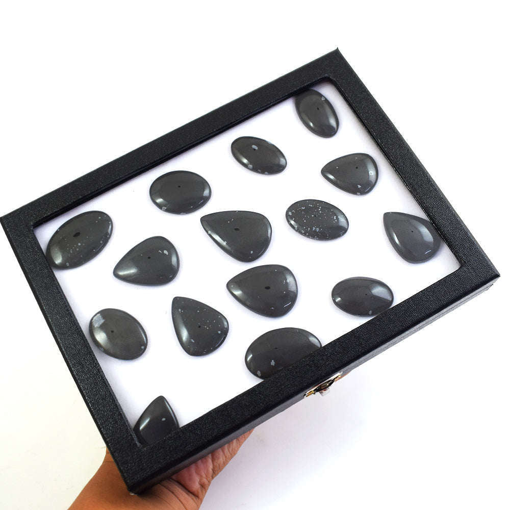 gemsmore:Amazing Snow Flakes Obsidian Untreated Gemstone Cabochon Lot