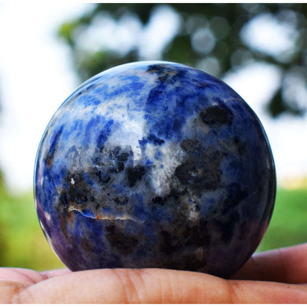 gemsmore:Amazing Sodalite Hand Carved Crystal Healing Sphere