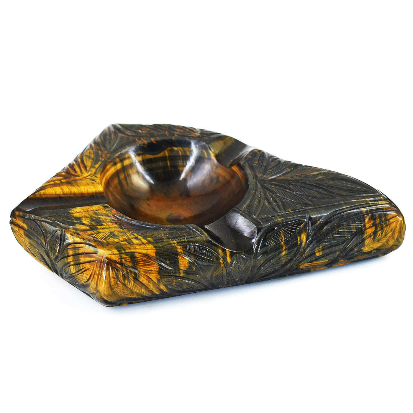 gemsmore:Amazing Tiger Eye  Hand Carved Genuine Crystal Gemstone Carving Candle Holder