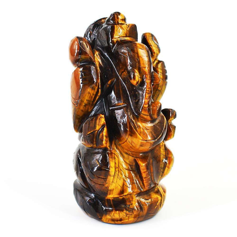 gemsmore:Amazing Tiger Eye Hand Carved Genuine Crystal Gemstone Carving Lord Ganesha