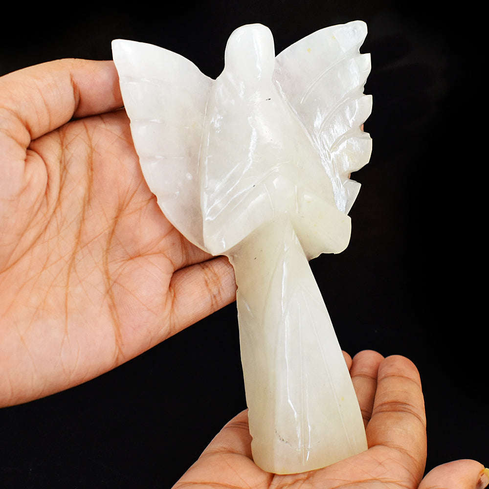 gemsmore:Amazing White Quartz Hand Carved Healing Praying Angel
