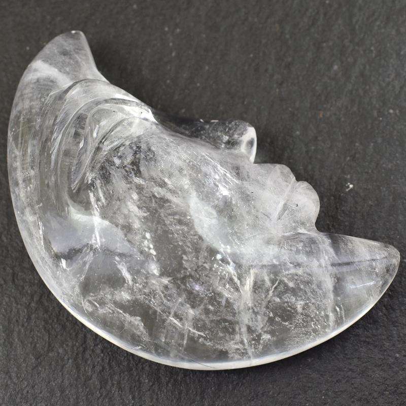 gemsmore:Amazing White Quartz Hand Carved Moon Face