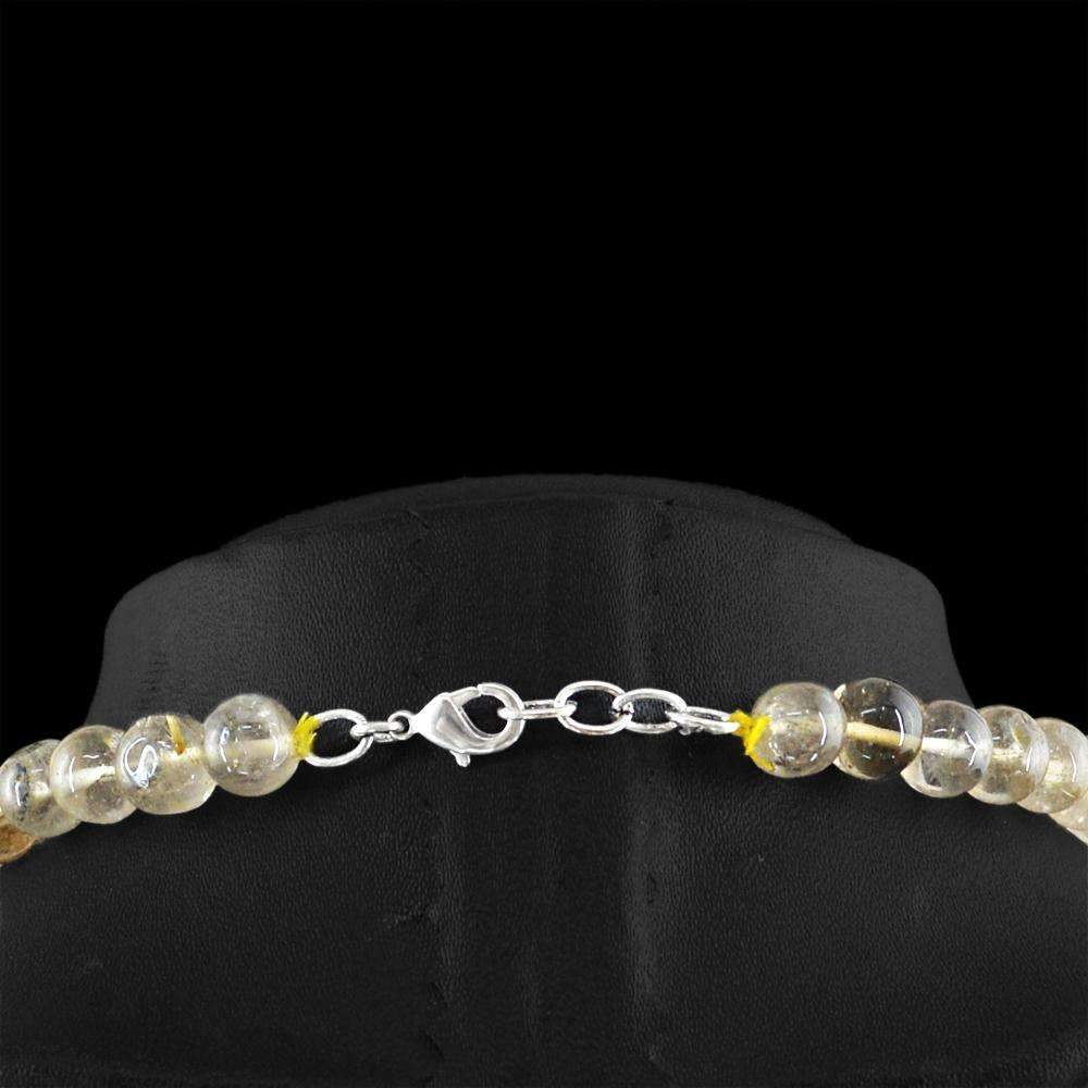 gemsmore:Amazing Yellow Citrine & Rutile Quartz Necklace Natural 3 Strand Pear Shape
