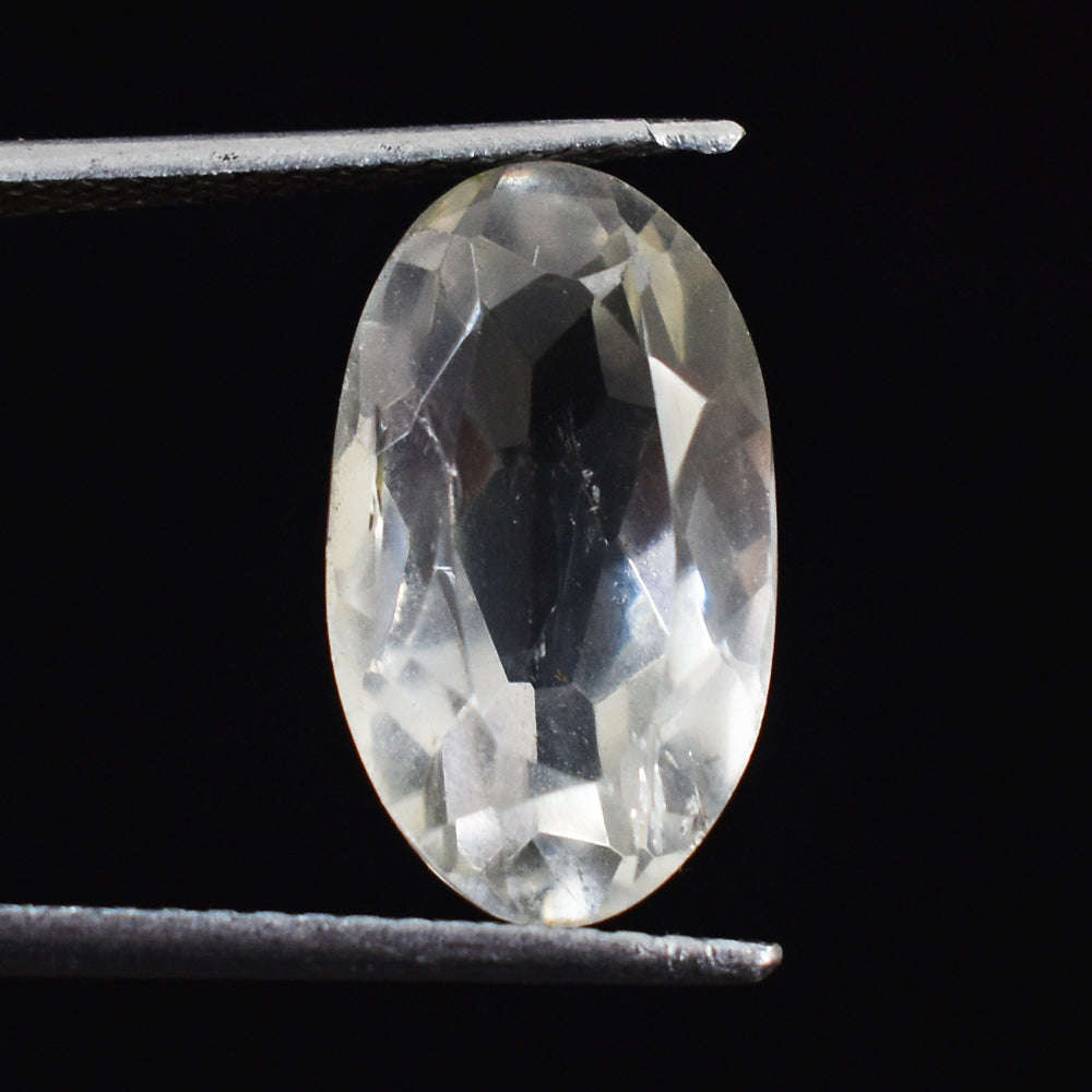 gemsmore:Artisian 8 Carats  Genuine White Quartz Faceted Gemstone