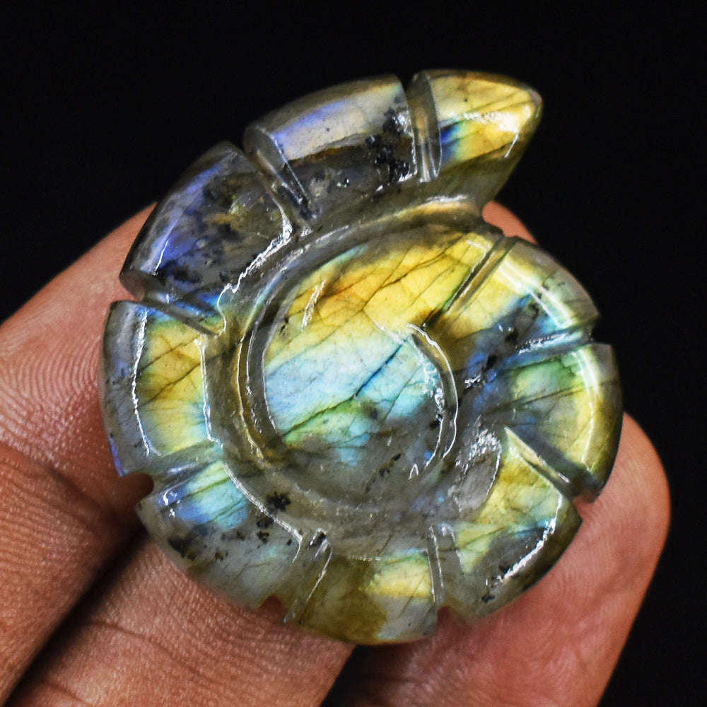 gemsmore:Artisian 92 Carats  Genuine Golden Flash Labradorite Ammonite Gemstone