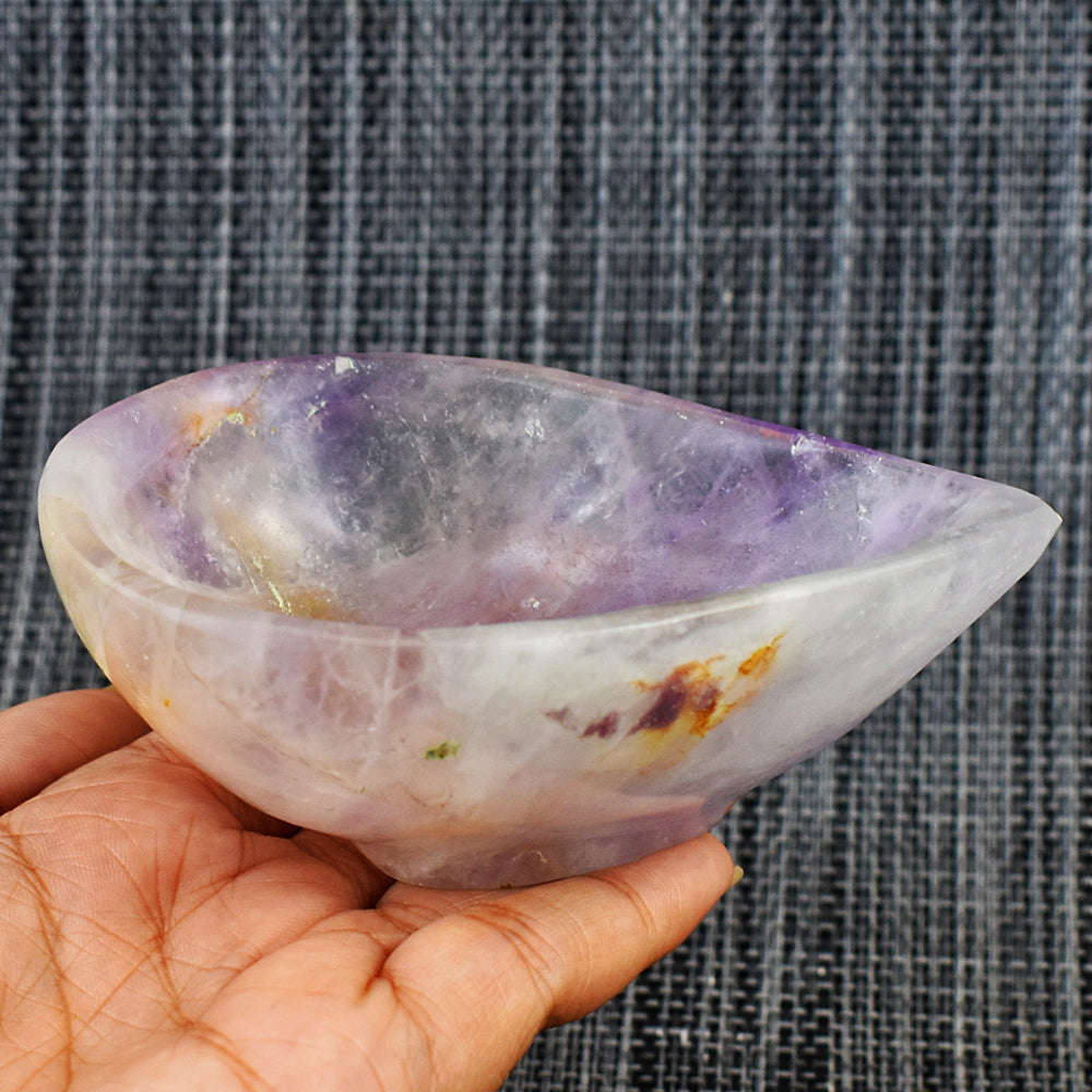 gemsmore:Artisian Amethyst Hand Carved Genuine Crystal Gemstone Carving Healing Oil Lamp